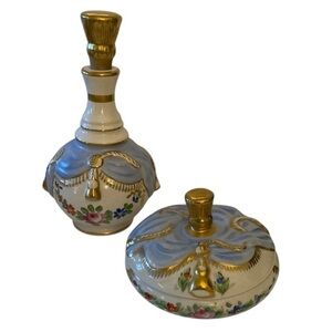 Carlin Comforts Blue Porcelain Vanity Perfume Decanter & Powder Dish